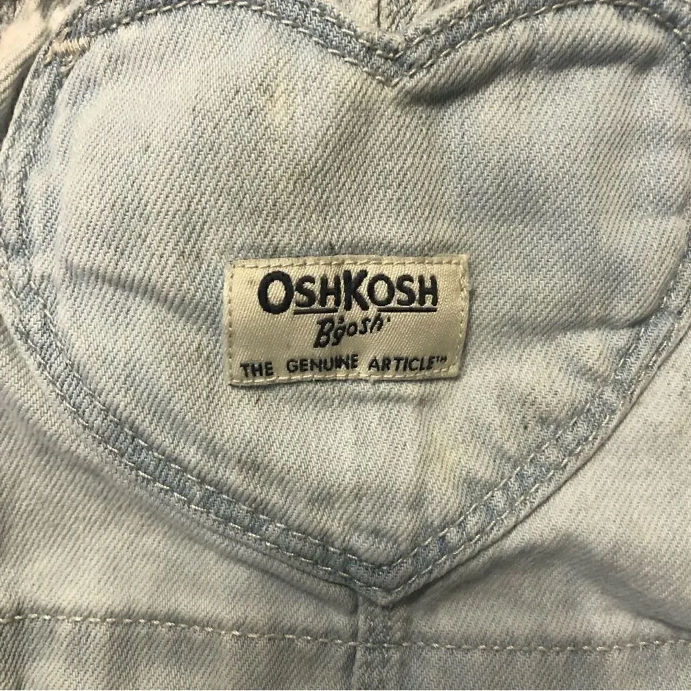 OSHKOSH blue denim jeans overalls shorts kids 18 months